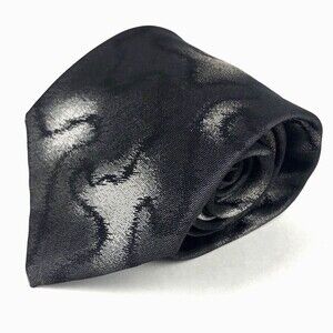 Men's Schiaparelli Necktie Vtg Vintage Design Gray Black 1950s Wide Short 56"